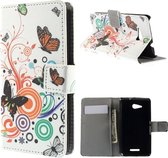 Sony Xperia E4g agenda vlinder kleuren wallet hoesje