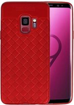 Geweven TPU Siliconen Case voor Galaxy S9 Rood