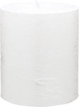 Rustic Cylinderkaars metallic wit (8 cm)