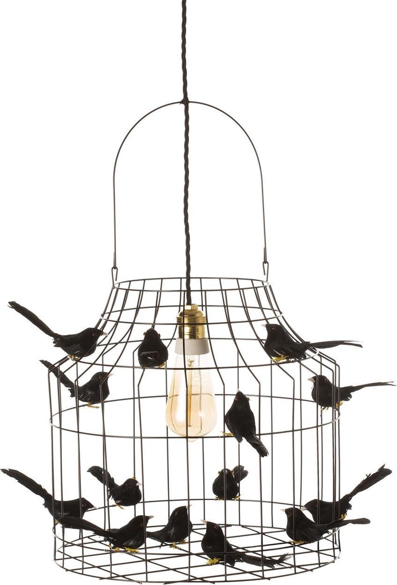 zwarte hanglamp met vogeltjes nét echt!