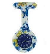 Verpleegster horloge jelly bloem blauw (wijzerplaat blauw)