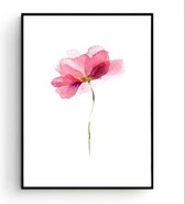 Postercity - Design Canvas Poster Rood Geschilderde Bloem / Kinderkamer / Muurdecoratie / 40 x 30cm / A3