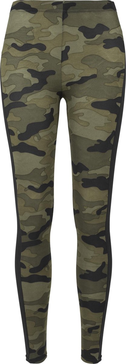 Urban Classics Camo Stripe Dames Legging woodland/ M Zwart