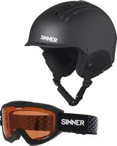 Sinner Combi-Pack ( Pincher + Lakeridge ) Unisex Skihelm & -bril - Matte Black - M/58 cm