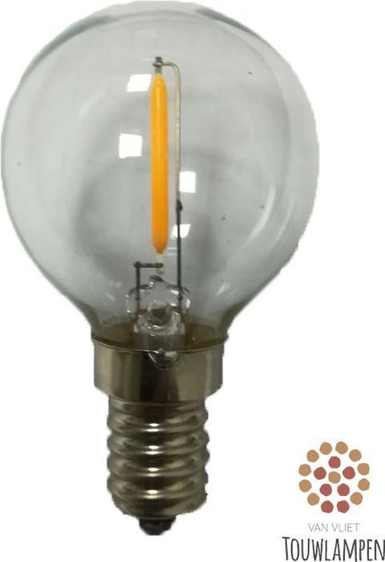 Zeug Keel envelop 1W Kleine, ronde retro filament LED-bulb Edison lamp kleine fitting E14 |  bol.com