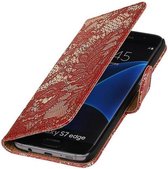 Mobieletelefoonhoesje.nl - Samsung Galaxy S7 Edge Hoesje Bloem Bookstyle Rood