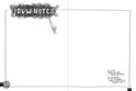 Twee lege pagina's van een schrift, met een kopje 'JOUW NOTES' en een getekend potlood.