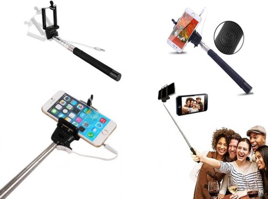 Messing vork Leger Compacte Selfie Stick Hema H3 met knop in handvat, bekabeld, geen Bluetooth  nodig,... | bol.com