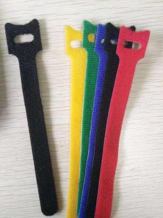20 stuks Kabelbinders klittenband 12x150 mm Mix (5 kleuren)