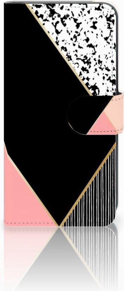 Xiaomi Mi A2 Lite Book Case Zwart Roze Vormen