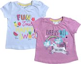 Set van 2 baby T-shirts - roze en wit - maat 86 (12-18 maanden)