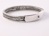 Gevlochten zilveren armband met kliksluiting - pols 18.5 cm