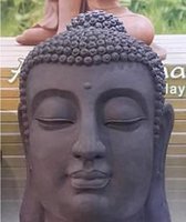 Boeddha Hoofd 47X47X70 cm Donker Grijs Fiberclay STONE Lite