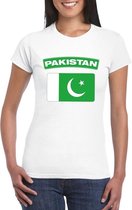 T-shirt met Pakistaanse vlag wit dames XS