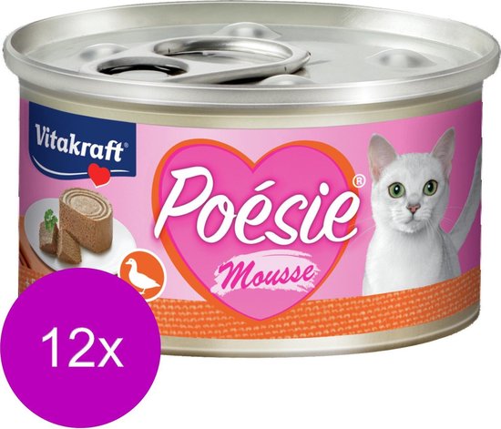 Vitakraft Poésie Mousse Blikje 85 g - Kattenvoer - 12 x Eend