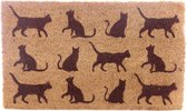 Deurmat - Kat / Katten silhouet - Kokos 75 x 45 cm kokos met rubber onderlaag