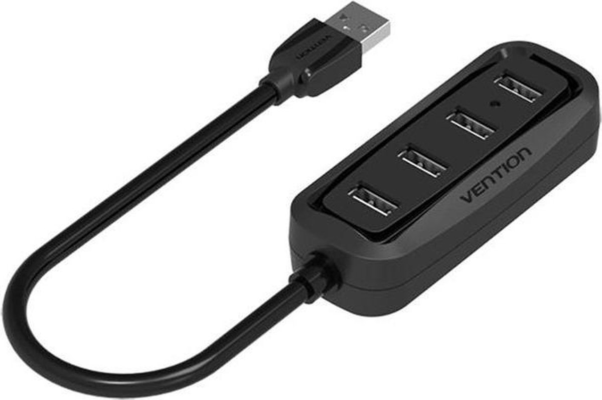 USB 2.0 Hub 4 poorten USB Splitter OTG Adapter - 1 Meter kabel - Zwart - Vention