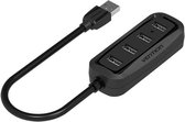 USB 2.0 Hub 4 poorten USB Splitter OTG Adapter - 1 Meter kabel - Zwart