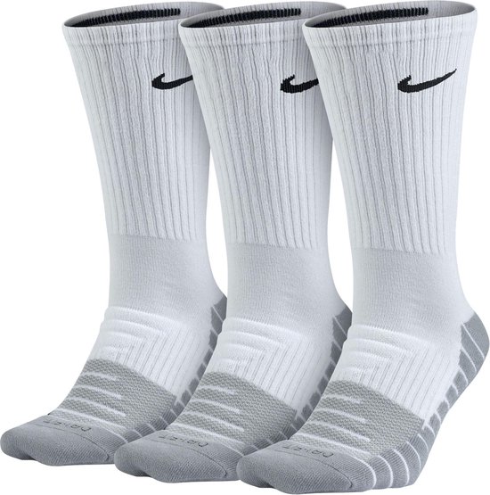 Nike Nike Dry Cushioned Crew Sportsokken - Maat 34-38 - Unisex - wit/grijs