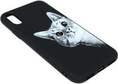 Zwart katten siliconen hoesje Geschikt voor iPhone XR