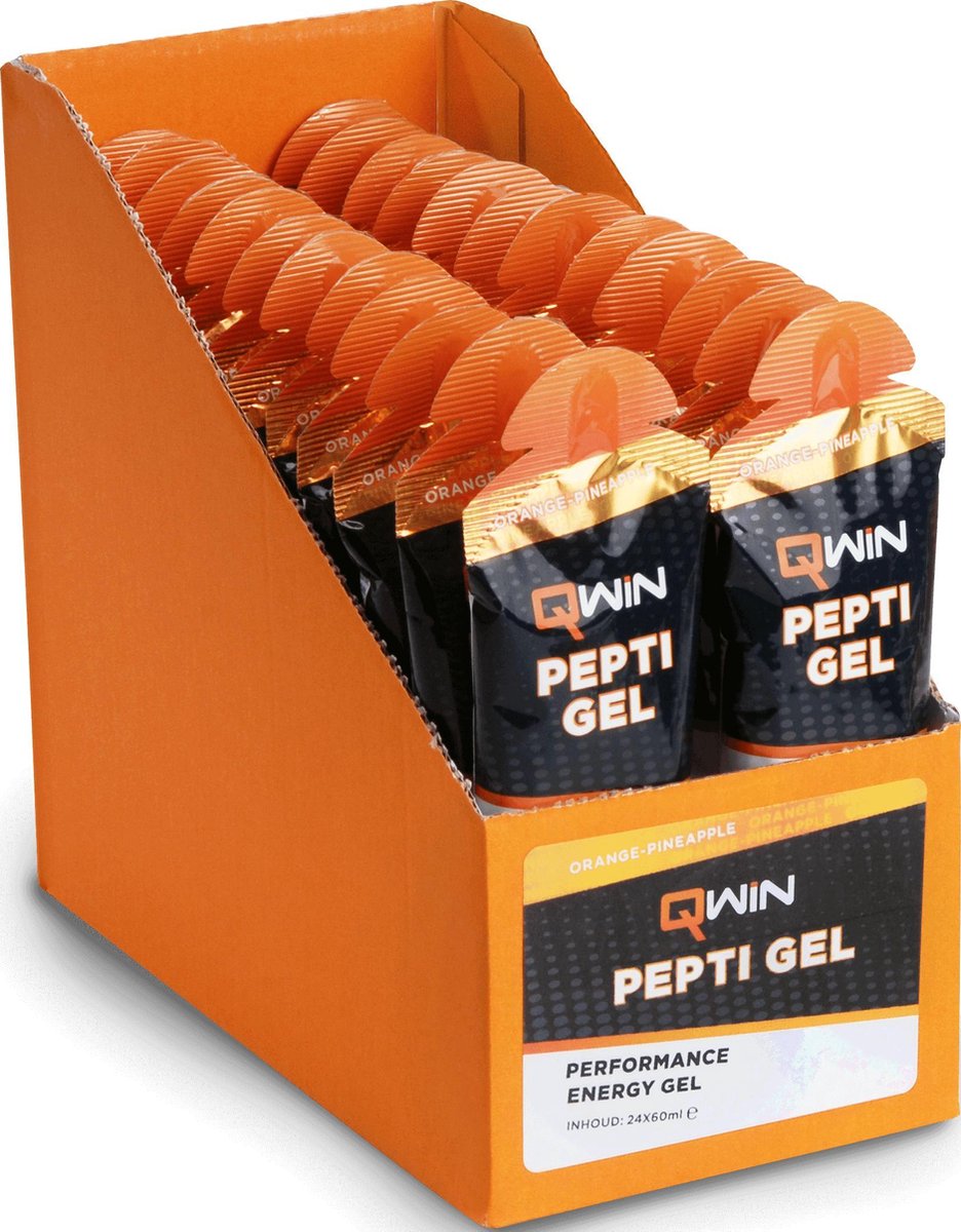 Goedkoopste QWIN Energiegel Pepti Gel Orange-Pineapple 60ml (24 stuks