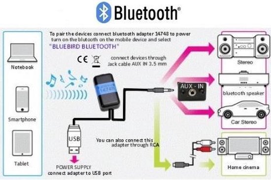 poort Zich verzetten tegen dramatisch Geen bluetooth op uw radio ? Koop dan de Bluebird Bluetooth audio adapter |  bol.com