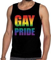 Gay pride tanktop / mouwloos shirt zwart voor heren S