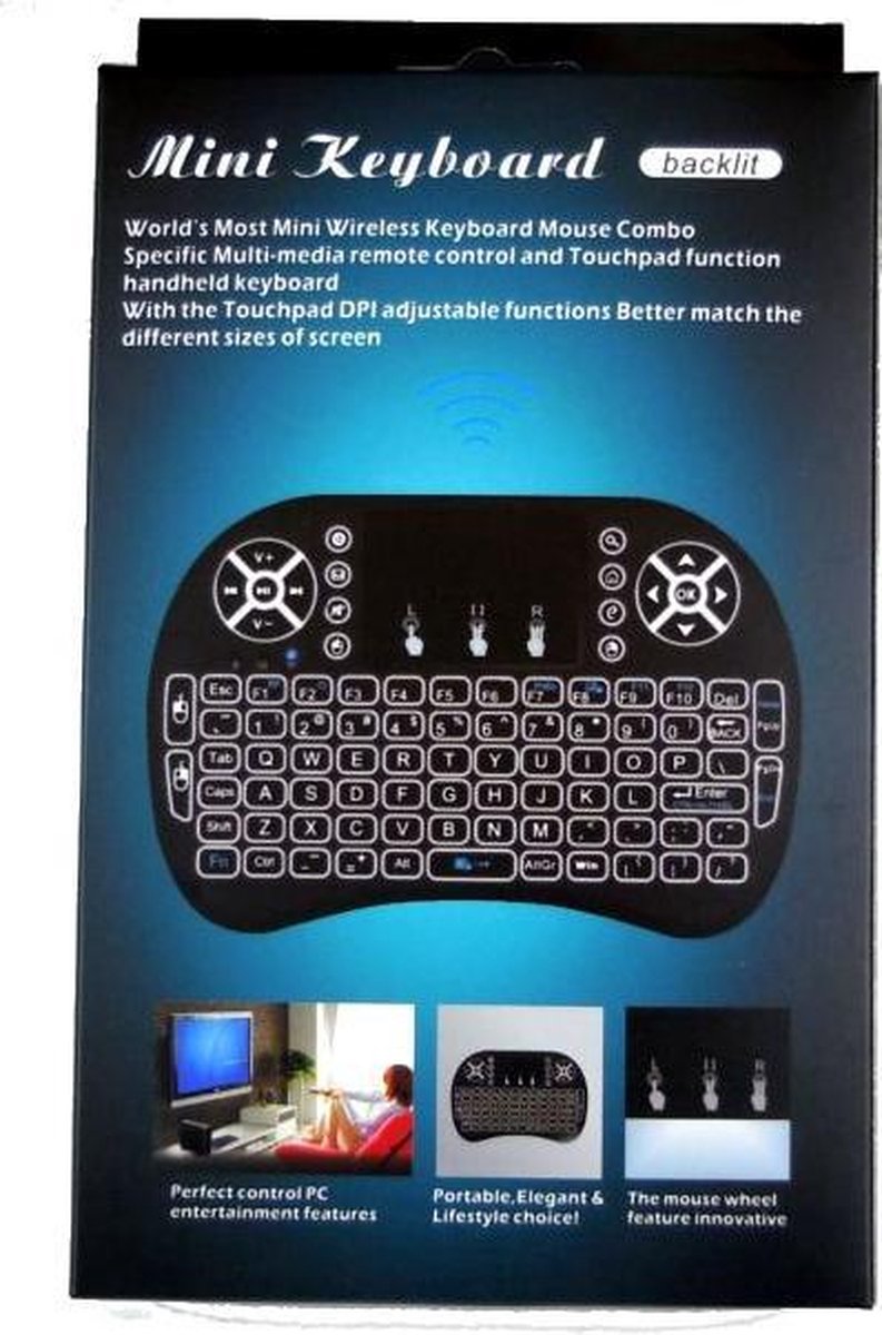 Type i8 keyboard met Backlight Draadloos mini multimedia toetsenbord met  touchpad +... | bol.com