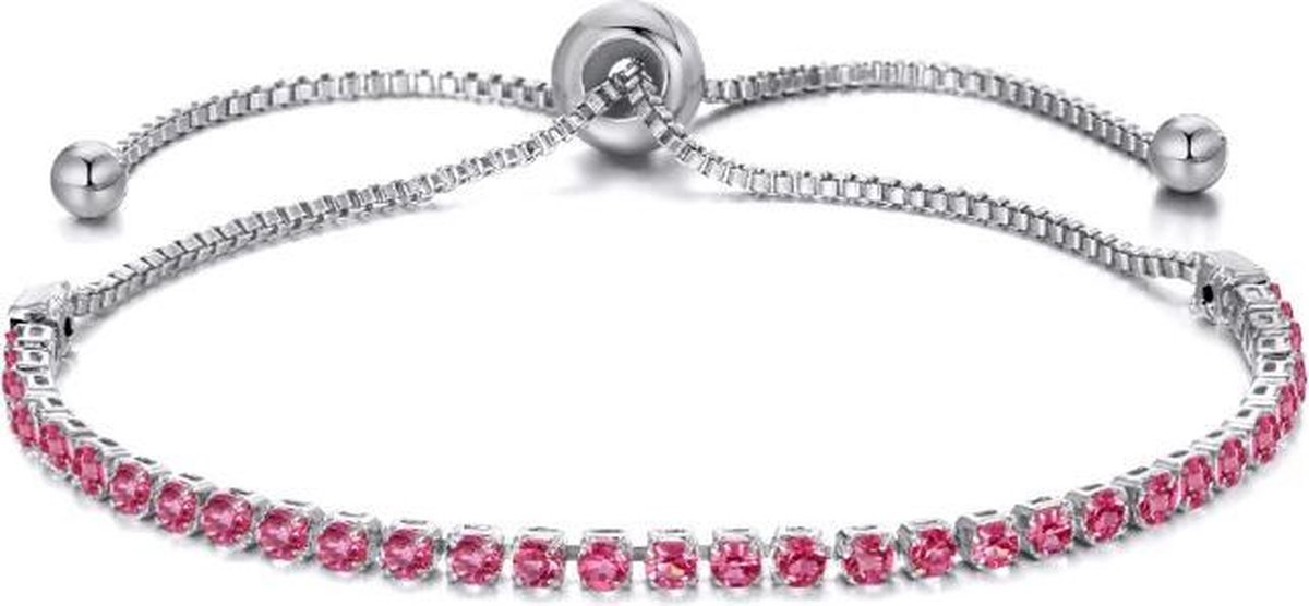 Montebello Armband Caia Pink - Messing Verzilverd - Aanpasbaar