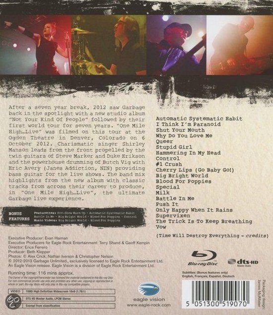 Garbage - One Mile High - Live (Blu-ray) | Dvd's | bol.com