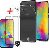 Samsung Galaxy M20 Hoesje + 2x Screenprotector Full-Screen - Transparant Siliconen TPU Soft Case - iCall