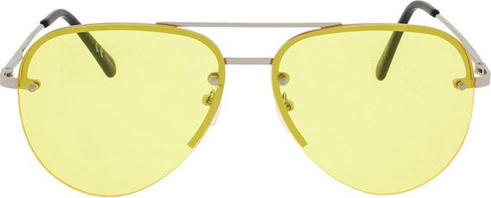 Icon Eyewear Zonnebril PILOT - Zilverkleurig montuur - Gele glazen