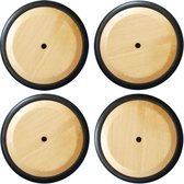 DW4Trading® Massief houten wielen met rubber rand  set van 4 stuks blank