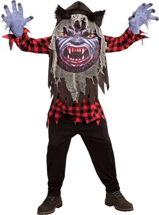 Weerwolf kostuum met grote kop voor tieners - Verkleedkleding