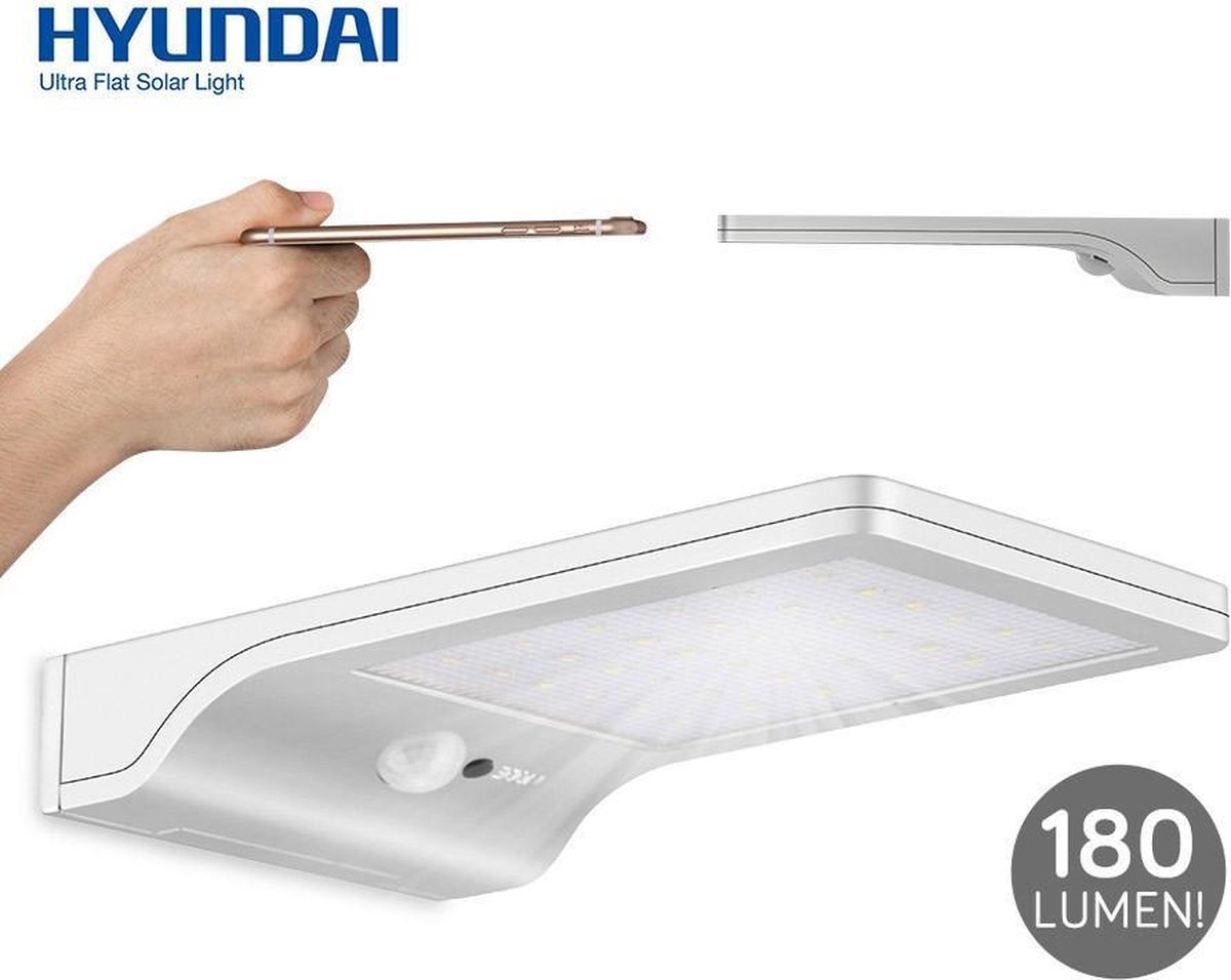 Hyundai - Ultra dunne draadloze LED solar buiten verlichting met | bol.com