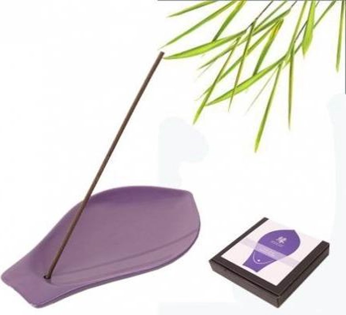 YUKARI wierookbrander keramiek violet lotusblad - 12x7 cm - (1st.) - L