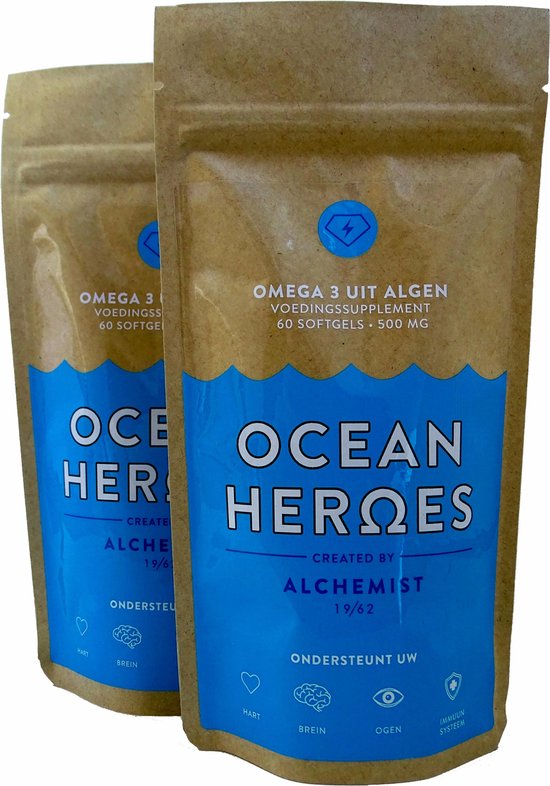 Foto: Ocean heroes omega 3 algenolie hoge concentratie epa dha 120 capsules vegan voedingssupplement