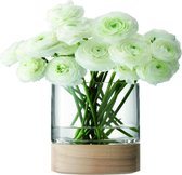 LSA Lotta Vase ou Lanterne Petit - Avec Base en Bois - 18 cm - Transparent
