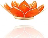 Lotus sfeerlicht oranje 2e chakra zilverrand - 13.5 cm - S