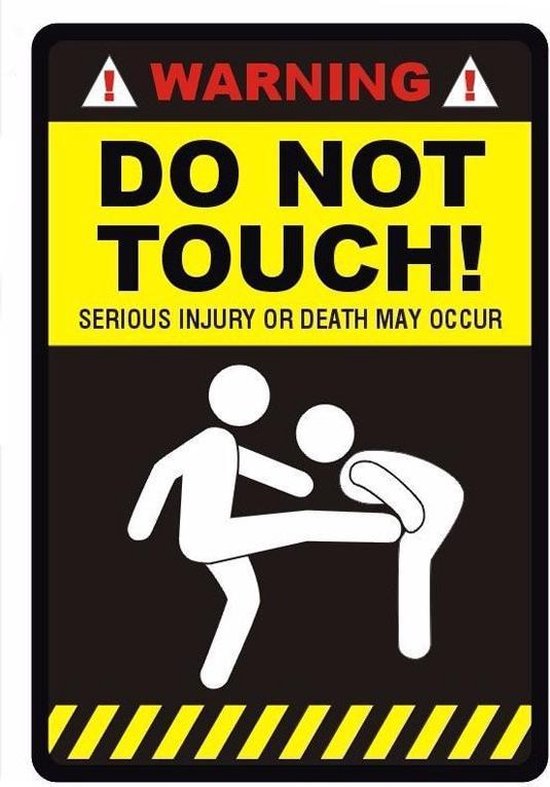 Jeugd rib En team Grappige afblijven waarschuwing sticker "Warning Do not touch" - zwart geel  | bol.com