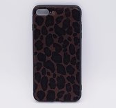iPhone 7 Plus – hoes, cover – panter look – pluizig – donker bruin
