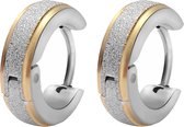 Fako Bijoux® - Oorbellen - Oorringen - Stainless Steel - Glitter - 13mm - Goud-/Zilverkleurig