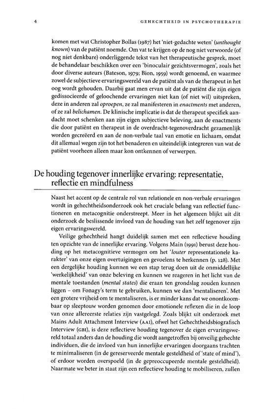 Pagina met tekst over hechting, non-verbale communicatie en mindfulness.