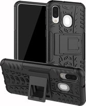 Rugged Kickstand Back Cover - Geschikt voor Samsung Galaxy A40 Hoesje - Zwart