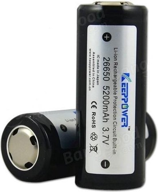 2 - 5200mAh 26650 KeepPower batterij bol.com