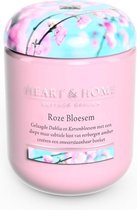 Heart & Home geurkaars in pot (L) - Roze Bloesem