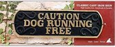 Caution Dog Running Free - Gietijzer Langwerpig