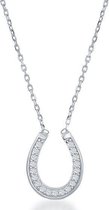 Fate Jewellery Ketting FJ456 - Hoefijzer - 925 Zilver - Zirkonia kristallen - 45cm + 5cm