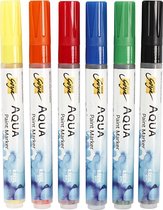 Solo Goya Aqua Paint Marker Display, Zwart,geel,oranje,lichtgroen,rood,crocus Yellow, 6 Stuk