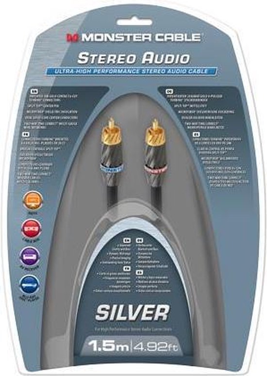 Monster Silver Ultra High Performance Stereo Audio Kabel 1.5 meter | bol.com